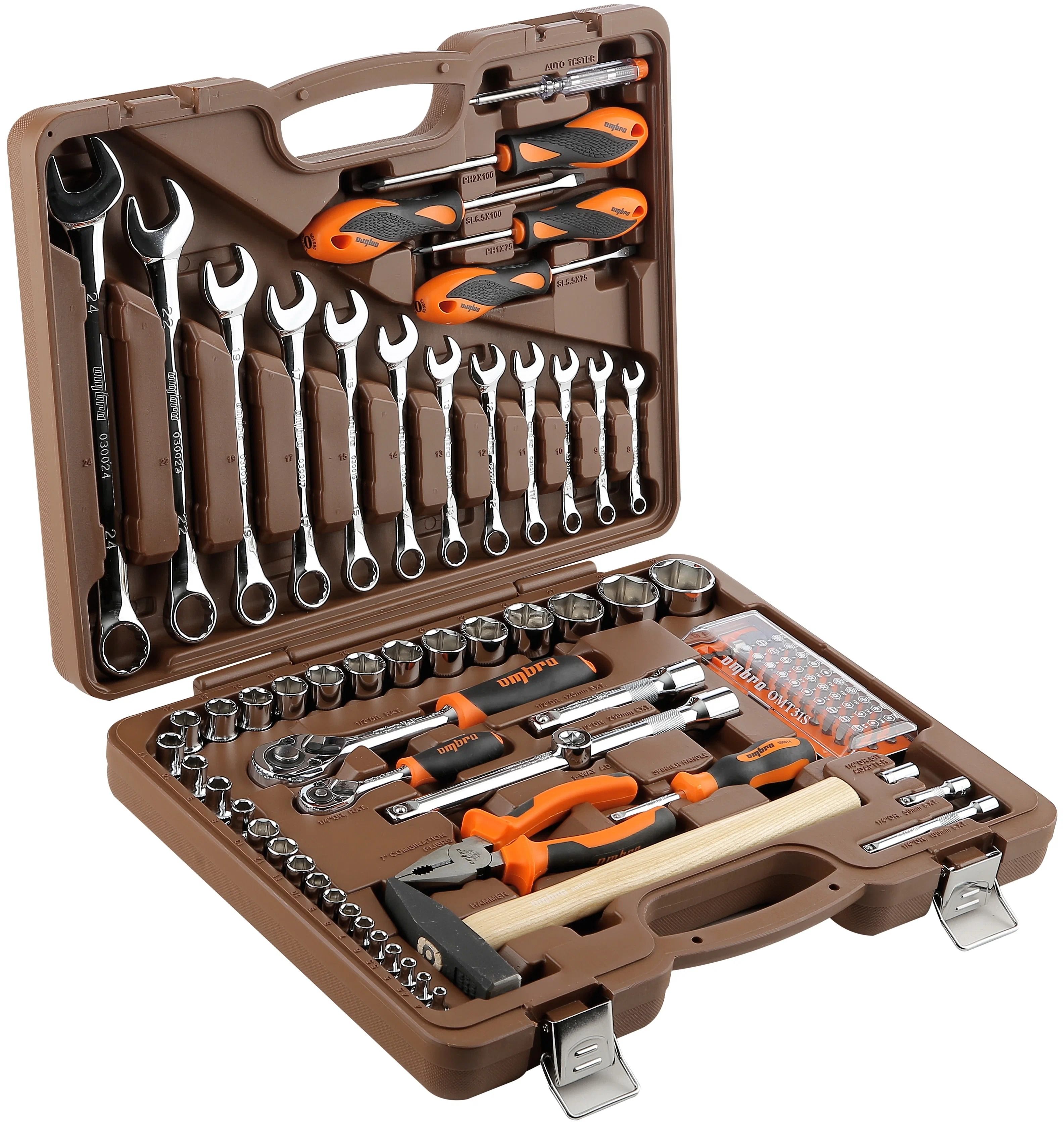 Универсальный набор инструмента 1/4" и 1/2"DR Ombra OMT88S, 88 штук - фото